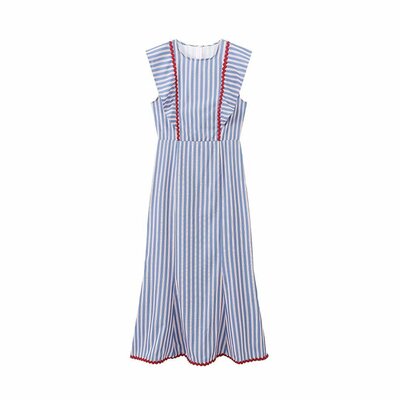 Fashion flying sleeve round neck high waist dress - Thumbnail 5