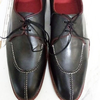 Black Split Toe Lace Up Handmade Dress Shoes For Men - Thumbnail 1