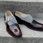 Crafted Leather Houndstooth Fabric & Patina Single Monk Strap Shoes-4