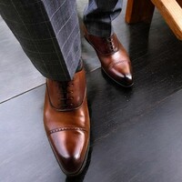Handmade Brown Cap Toe Oxfords Style Dress Lace Up Shoes For Men - Thumbnail 1