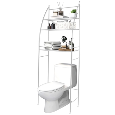 3 tier 25.59x9.84x66.14in bathroom over the toilet storage shelf free standing laundry room organizer space saver rack-white