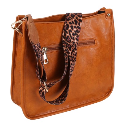 Women fashion leather crossbody bag shoulder bag casual handbag with flexible wearing styles adjustable guitar strap-orange