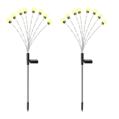 2pcs solar firefly lights swaying decorative pathway stake lamp ip65 waterproof landscape patio yard night light-warm white