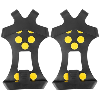 Ice snow grips anti slip??over shoe spikes boot traction cleat portable ice grippers footwear w/ 10 steel studs-black-small