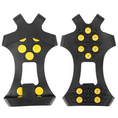Ice snow grips anti slip??over shoe spikes boot traction cleat portable ice grippers footwear w/ 10 steel studs-black-large