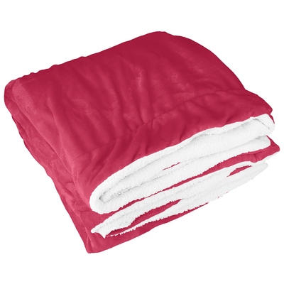 Fleece throw blanket warm soft flannel bed cover cuddly cozy sofa travel car blanket w/ queen king throw size optional-red