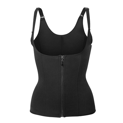 Zippered waist trainer corset waist tummy control body shaper cincher back support with adjustable straps for women-black