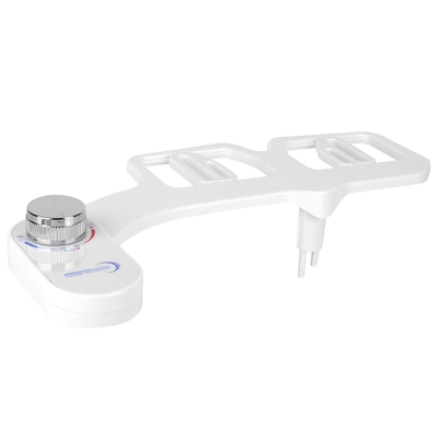 Non electric cold water mechanical bidet toilet seat attachment fresh water sprayer dual nozzles for feminine wash-white