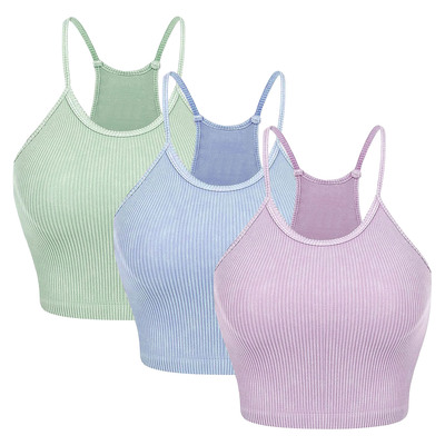 3 pack women crop basic tank top ribbed knit sleeveless round neck 9 color machine wash summer crop s to xl-multi-medium