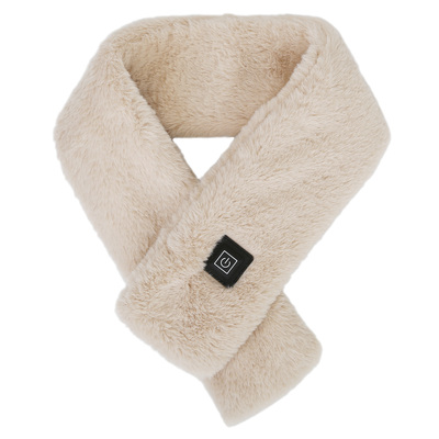 Electric heated scarf usb heating neck wrap unisex winter heated neck shawl soft warm scarves w/ 3 heating modes-camel