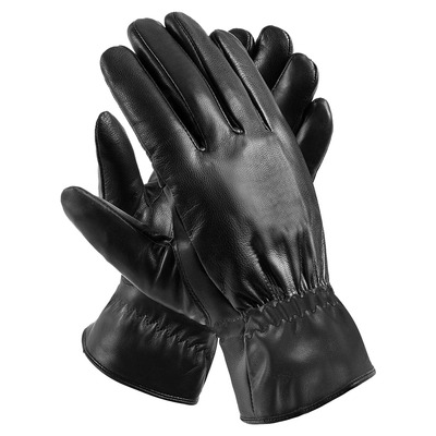 Unisex leather winter warm gloves outdoor windproof soft gloves cycling skiing running cold winter gloves-black-medium