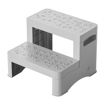 2 step stool for kids toddler stool with anti-slip surface toilet potty training stool for bathroom kitchen sink-gray