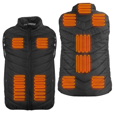 Heated vest electric usb jacket men women heating coat thermal body warmer wear with 3 temperature levels-black-small