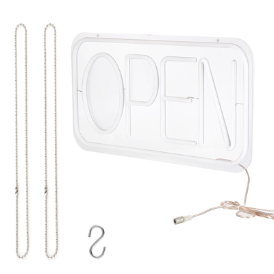 Led open sign 16.5x9.1in business neon open sign advertisement board with 11 levels adjustable brightness-warm white