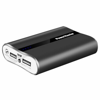 Ultra-compact powermaster 12000mah charger - dual usb ports, fast charging - ideal for ios phone - 3.1a output-black