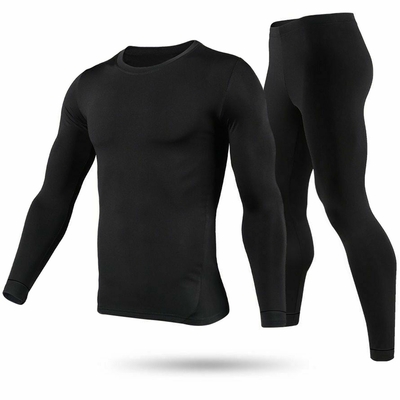 Men thermal underwear set long johns pants long sleeve soft underwear kit top bottom winter sports suits-black-xl