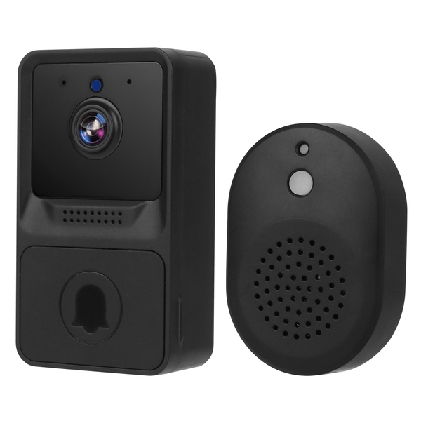 Smart Wireless Chime WiFi Doorbell Security 2 Way Intercom Visual Bell Chime Night Vision Camera Door Bell-Black