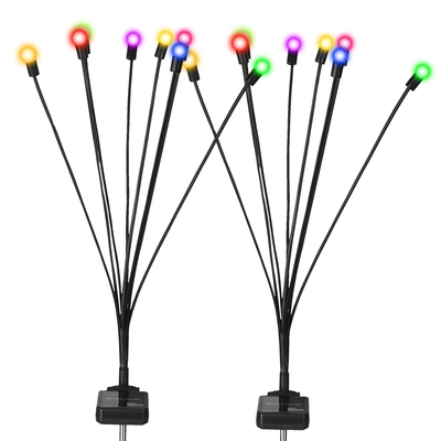2Pcs Solar Firefly Lights Swaying Decorative Pathway Lamp IP65 Waterproof Landscape Patio Yard Night Light-Black