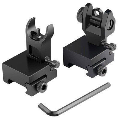 Flip up rear front sights aluminum alloy tactical folding back up sight set fits for picatinny weaver rails