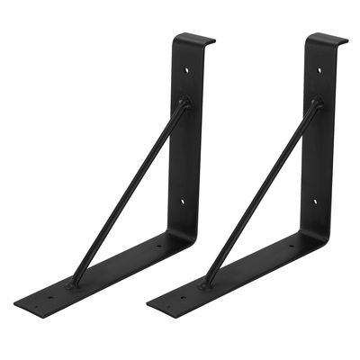 2pack wall mounted shelf bracket heavy duty l-shaped metal shelf bracket rack support with screws set-black