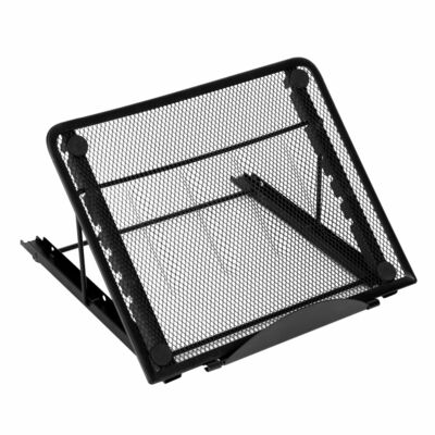 Foldable laptop stand - adjustable angle, portable & ventilated - hold tablets, pcs, phones - riser & tray