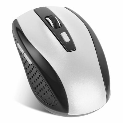 2.4g wireless gaming mouse, 3 adjustable dpi, 6 buttons, for pc laptop macbook. includes receiver.-silver