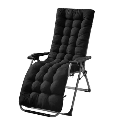 66.92x22.04in thickened chaise lounger cushion recliner rocking chair sofa mat deck chair cushion-black