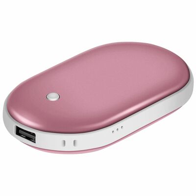5000mah portable hand warmer & power bank - rechargeable, double-sided heating, pocket size-rose gold