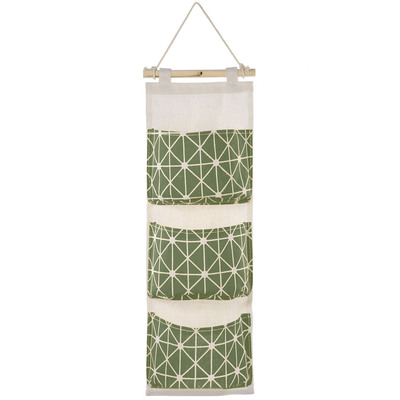 Wall mounted storage bag door closet hanging storage bag organizer waterproof 3 pockets pouch-green