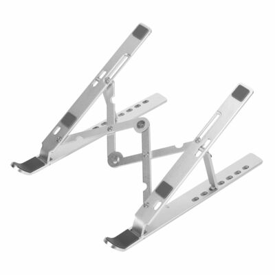 Foldable aluminum laptop stand - angle adjustable, ventilated, phone holder & tablet pc riser tray
