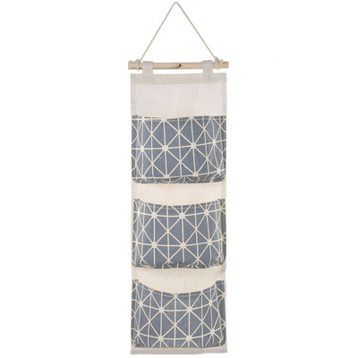 Wall mounted storage bag door closet hanging storage bag organizer waterproof 3 pockets pouch-gray