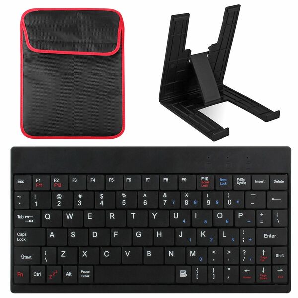 80 Keys Mini USB Wired Keyboard with Carry Bag and Tablet Stand for Android & Windows Tablet-Black