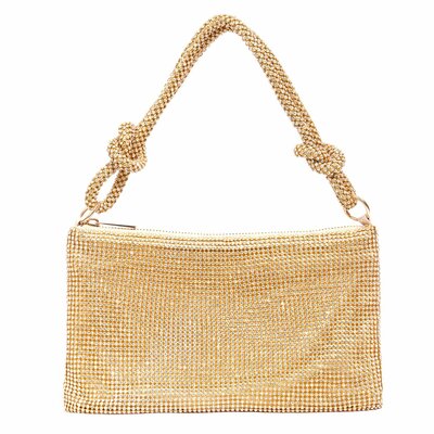 Women Glitter Evening Bags Shiny Rhinestone Lady Handbag Purses for Parties Wedding Cocktail-Gold