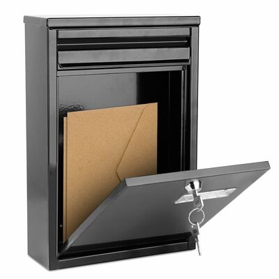 Lockable wall mount mailbox - galvanized iron, 2 keys - secure letter post box for home & office