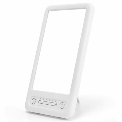 UV-Free LED Light Therapy Lamp - 10000 Lux, 3 Brightness Levels, Timer, Standing Bracket-White