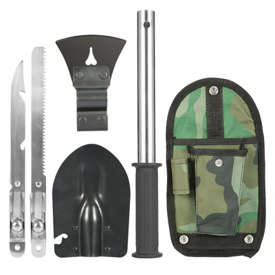 6-in-1 multi tool survival kit shovel knife axe saw nail puller w/ pouch outdoor gear camping