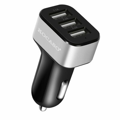 Triple USB Car Charger - 30W, 5.5A - iPhone XS/XS Max/8 Plus, Galaxy S7/S6 - Compact-Silver