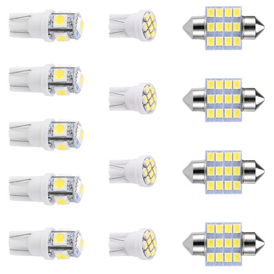 13pcs t10 31mm festoon led light bulb interior dome map led lights license plate trunk side positioning lights 6000k white