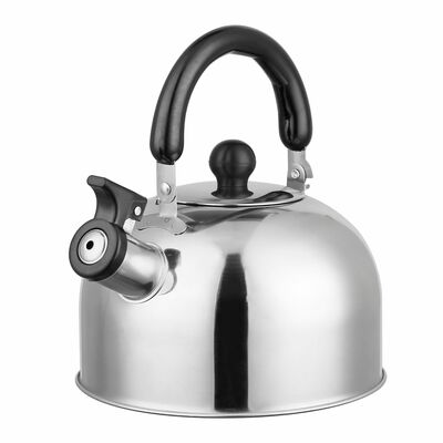 2.1qt stainless steel whistling tea kettle - stovetop induction gas teapot - insulated handle - ideal for camping & office