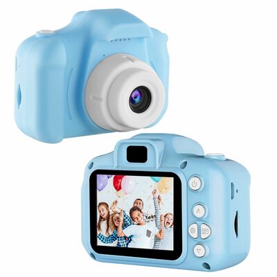 Kids camera, 2.0  screen, 12mp, 1080p fhd video, 4x digital zoom, games, 32gb card, shockproof camcorder, ages 3-10-blue