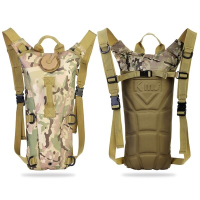Tactical hydration pack 3l water bladder adjustable water drink backpack for hiking cycling climbing running-camouflage-2l