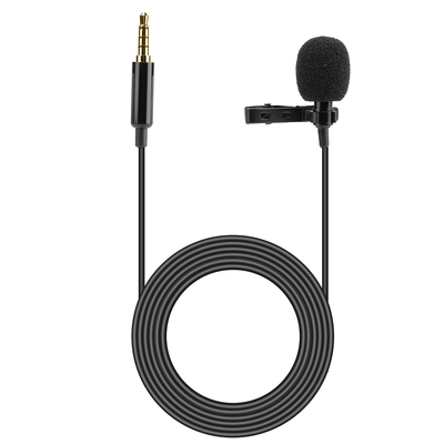 Clip on microphone hands free lavalier lapel mic omnidirectional microphone w/ 3.5mm jack for camera smartphone computer