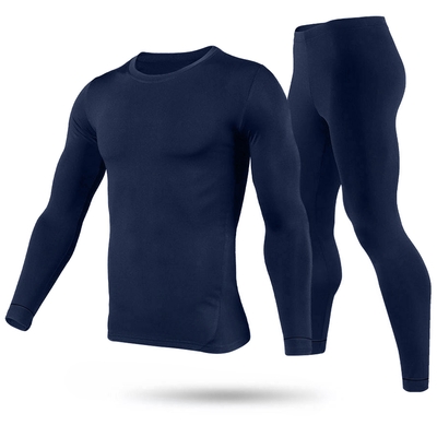 Men thermal underwear set long johns pants long sleeve soft underwear kit top bottom winter sports suits-navy blue-large