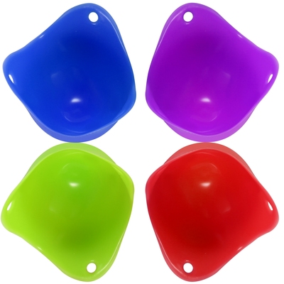 4 pack egg poachers silicone egg poaching cups bpa free non-stick poached egg maker for microwave stovetop egg cooking