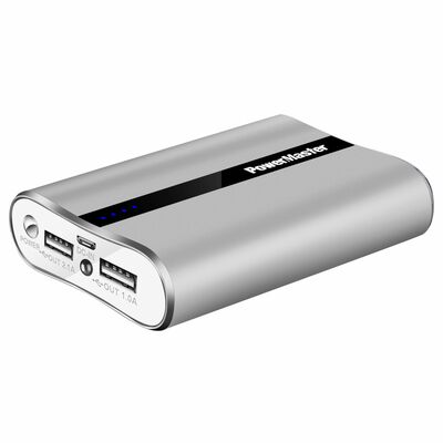 Ultra-Compact PowerMaster 12000mAh Charger - Dual USB Ports, Fast Charging - Ideal for IOS Phone - 3.1A Output-Silver