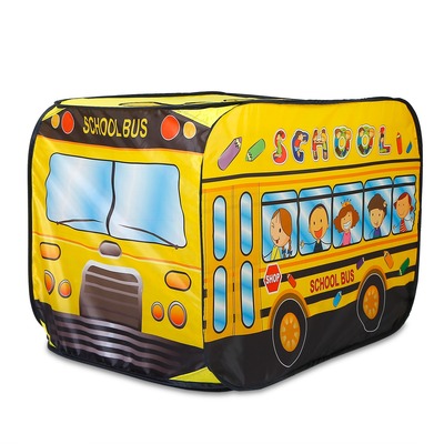 Kids play tent foldable pop up school bus tent portable children baby play house w/ carry bag for indoor outdoor use