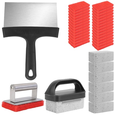 40pcs griddle cleaning kit for blackstone with grill stone griddle scraper griddle brush with stainless steel handle