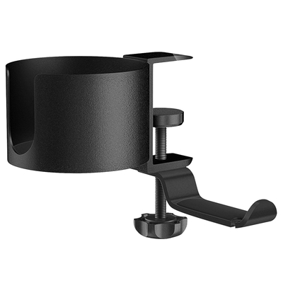 Desk cup holder 2-in-1 anti-spill cup holder with 360? rotating headphone hanger desk space saver for office home