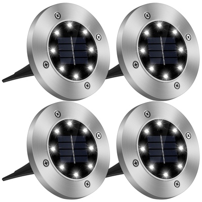 4pcs solar powered ground light outdoor ip65 waterproof buried in-ground lamp decorative path deck lawn patio lamp