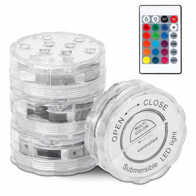 4pcs submersible rgb led lights ip68 waterproof color changing lamps remote control battery operated floral light